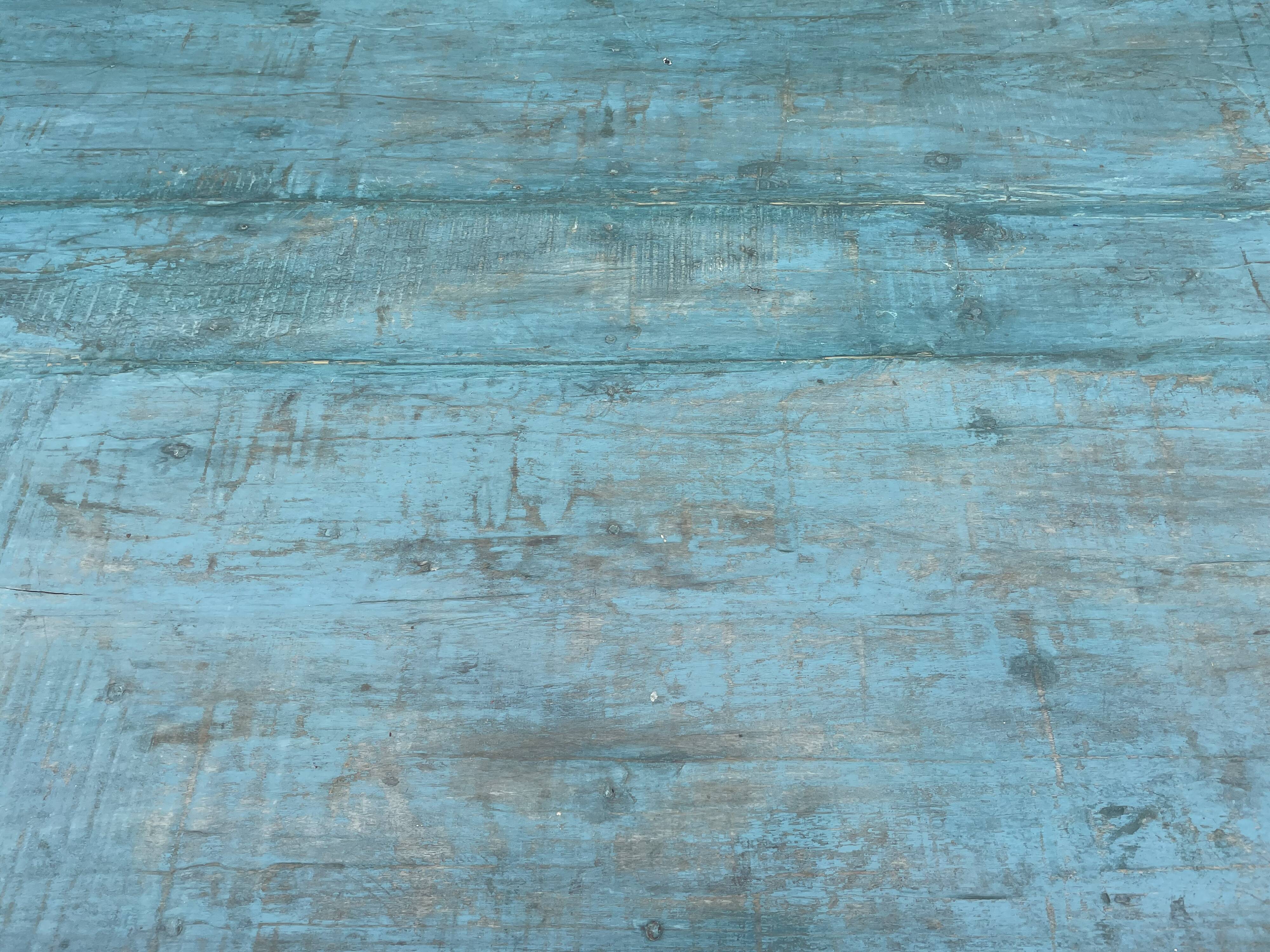 Indian table in blue lacquered teak