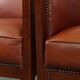 Majestic, luxurious set of 4 cognac-colored cowhide leather Art Deco design armchairs