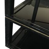 Pedestal table or side table Black smoked glass Three levels