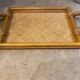 Rectangular rattan and weaved mat tray with double handles