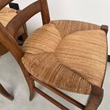 4 old rustic straw chairs