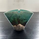 Fan vase in turquoise raku