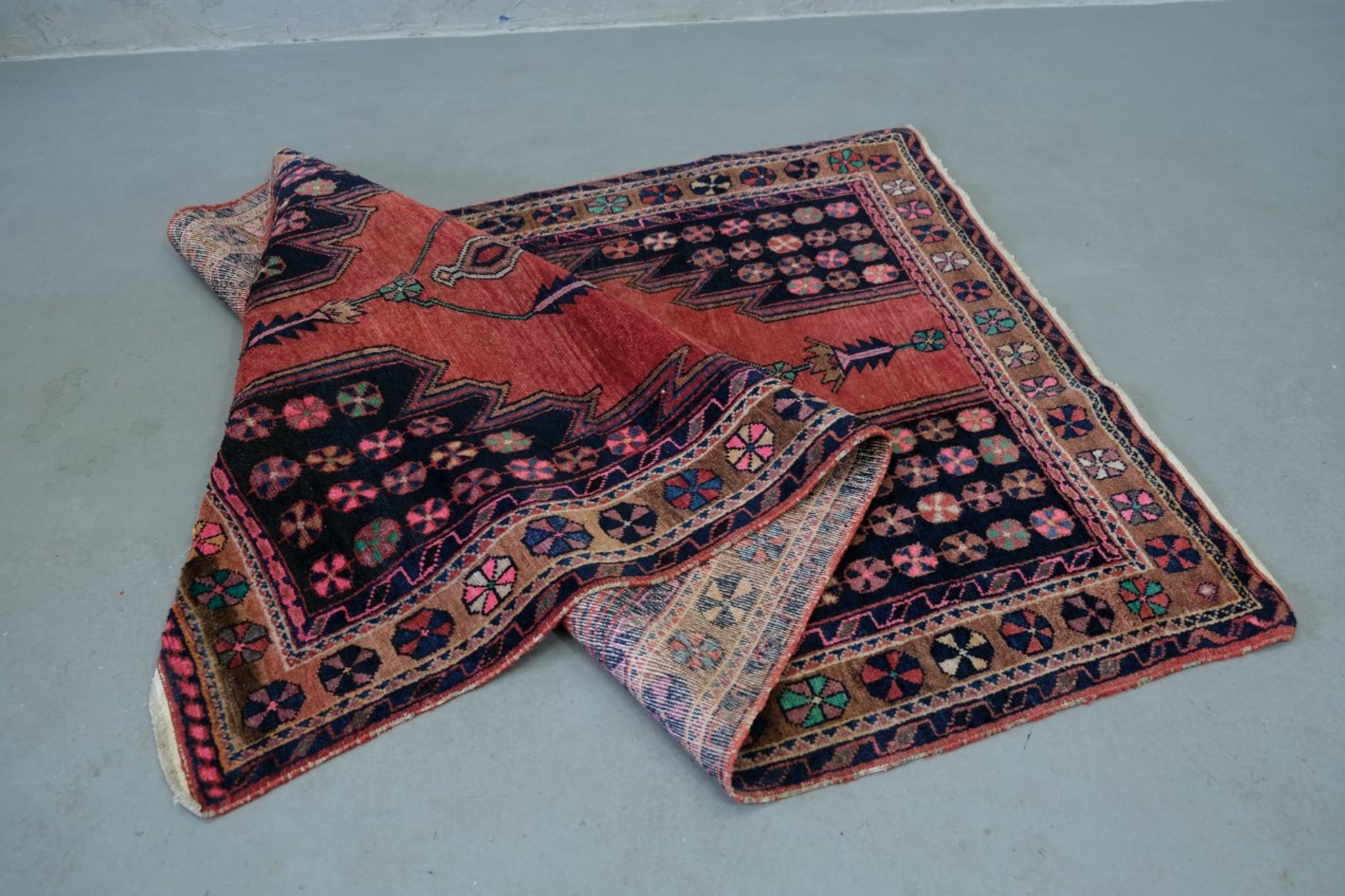 Tapis antique de maslaghan persan tissé à la main années 20 254x135cm