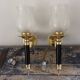Pair of brass and black torchiere wall lights