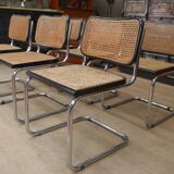 Set of 6 model b32 cesca marcel breuer chairs, italy 1970s
