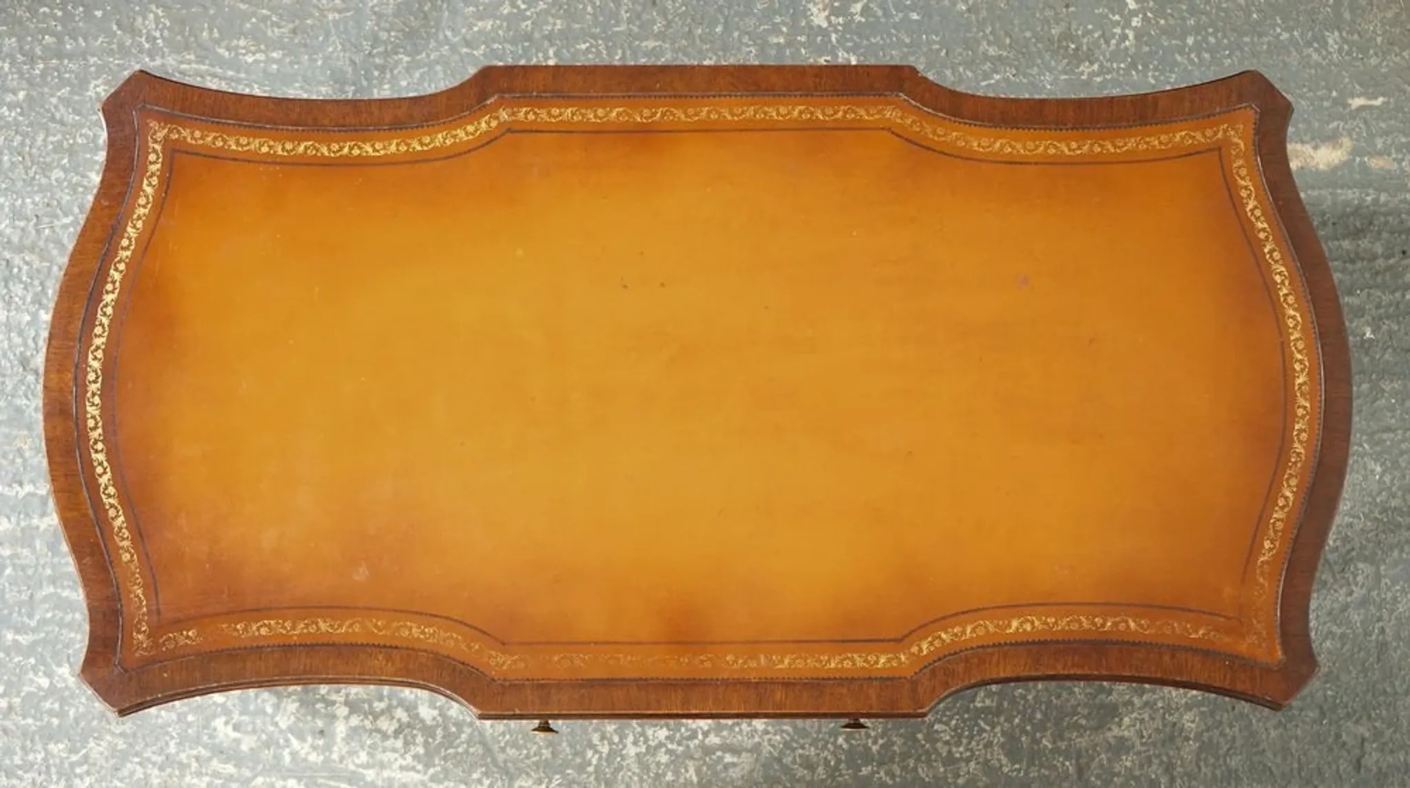 Heirloom Vintage Brown Leather Coffee Table by Weiman