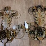 Paire d'appliques florentines anciennes en fer forgé bellina illumina
