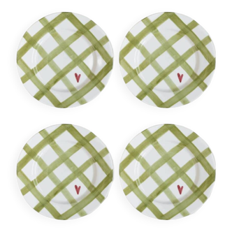 Set of 4 hand-painted ceramic dinner plates