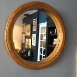 Vintage mirror in braided rattan