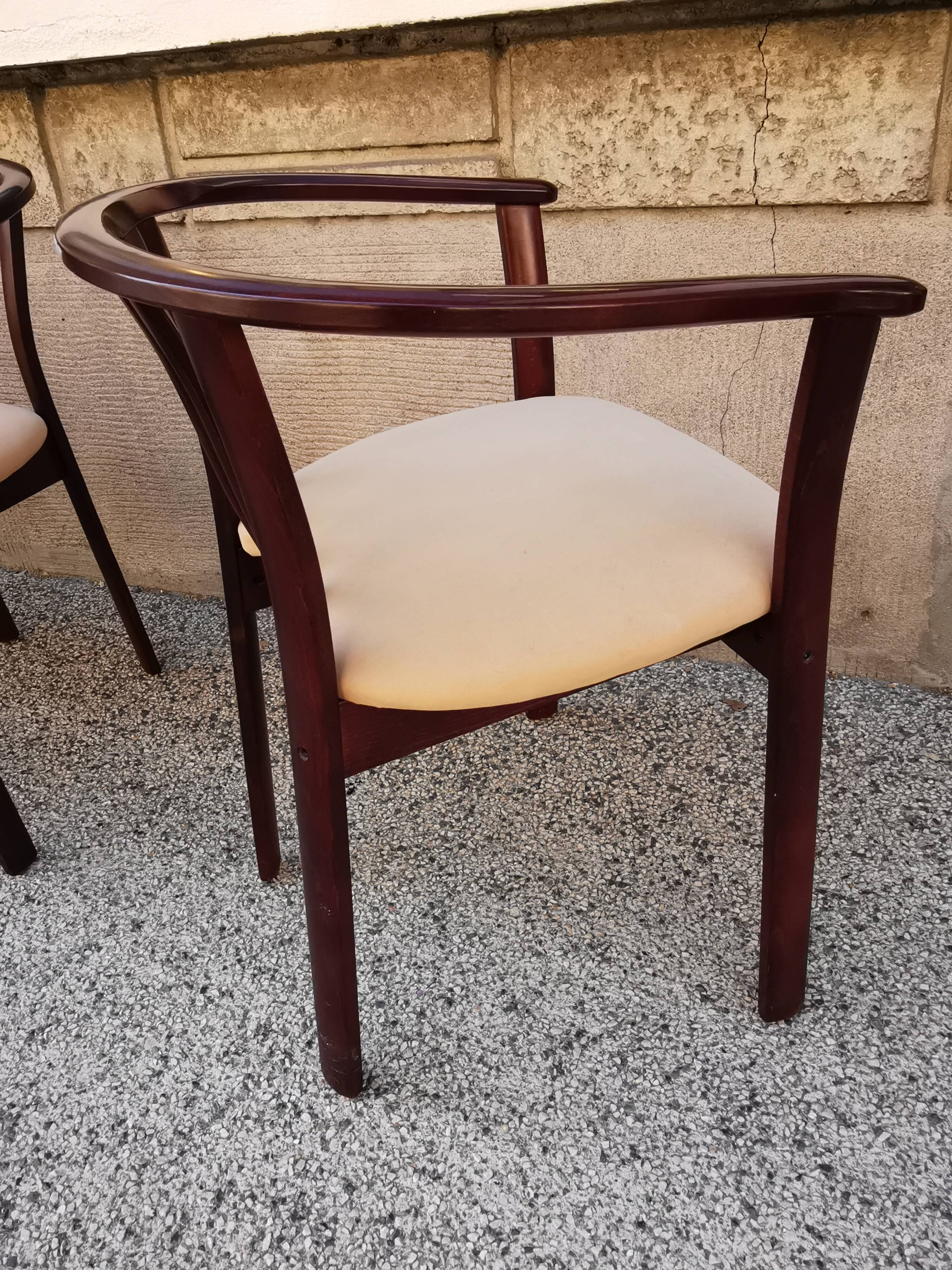 Suite de 4 fauteuils bois vintage années 80