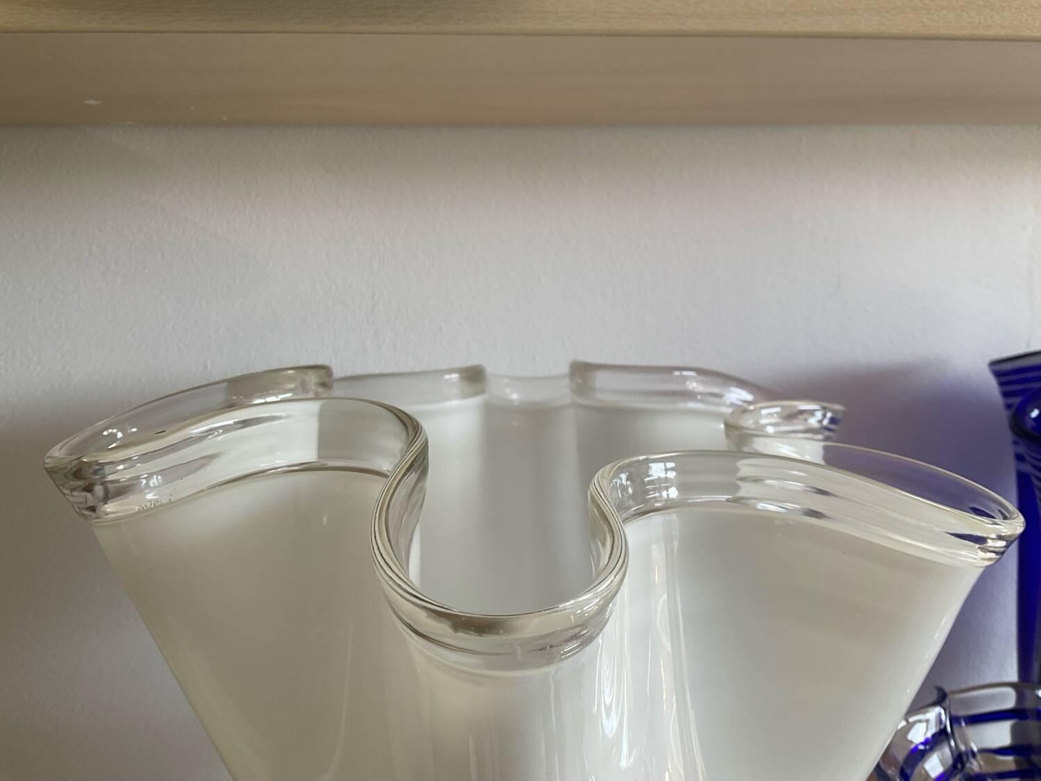 Trio of vintage blown glass handkerchief vases