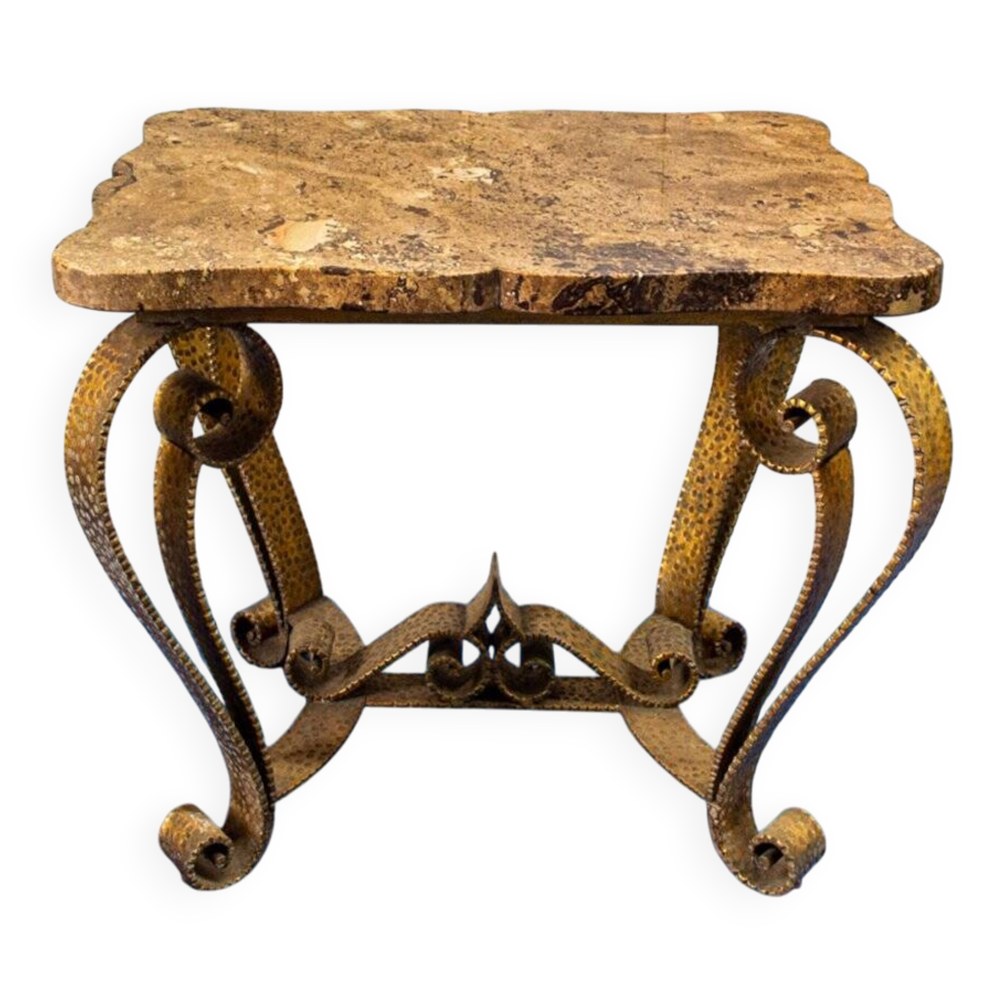 Coffee cup in golden iron and marble from Colli, Italy, 1950s