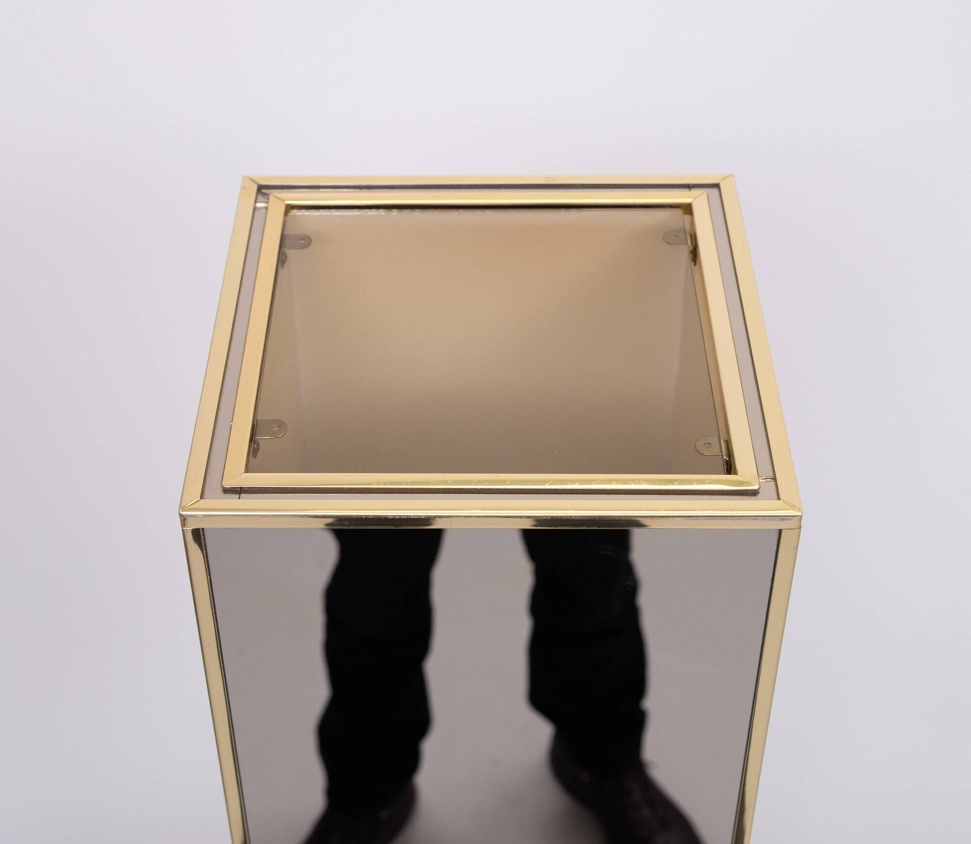 Floor lamp Pedestal Bronze Mirror Hollywood Regency 1970s