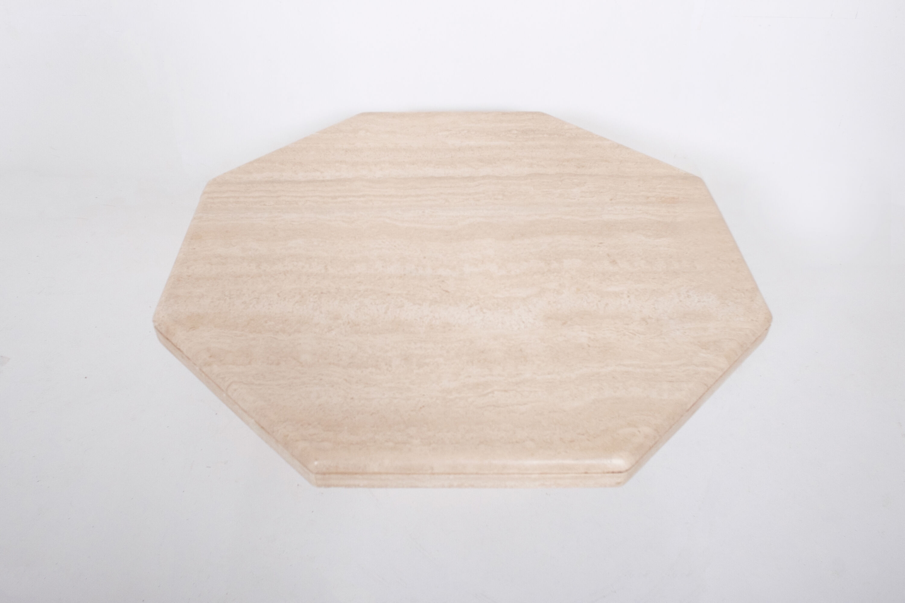 Vintage octagonal travertine coffee table 1970