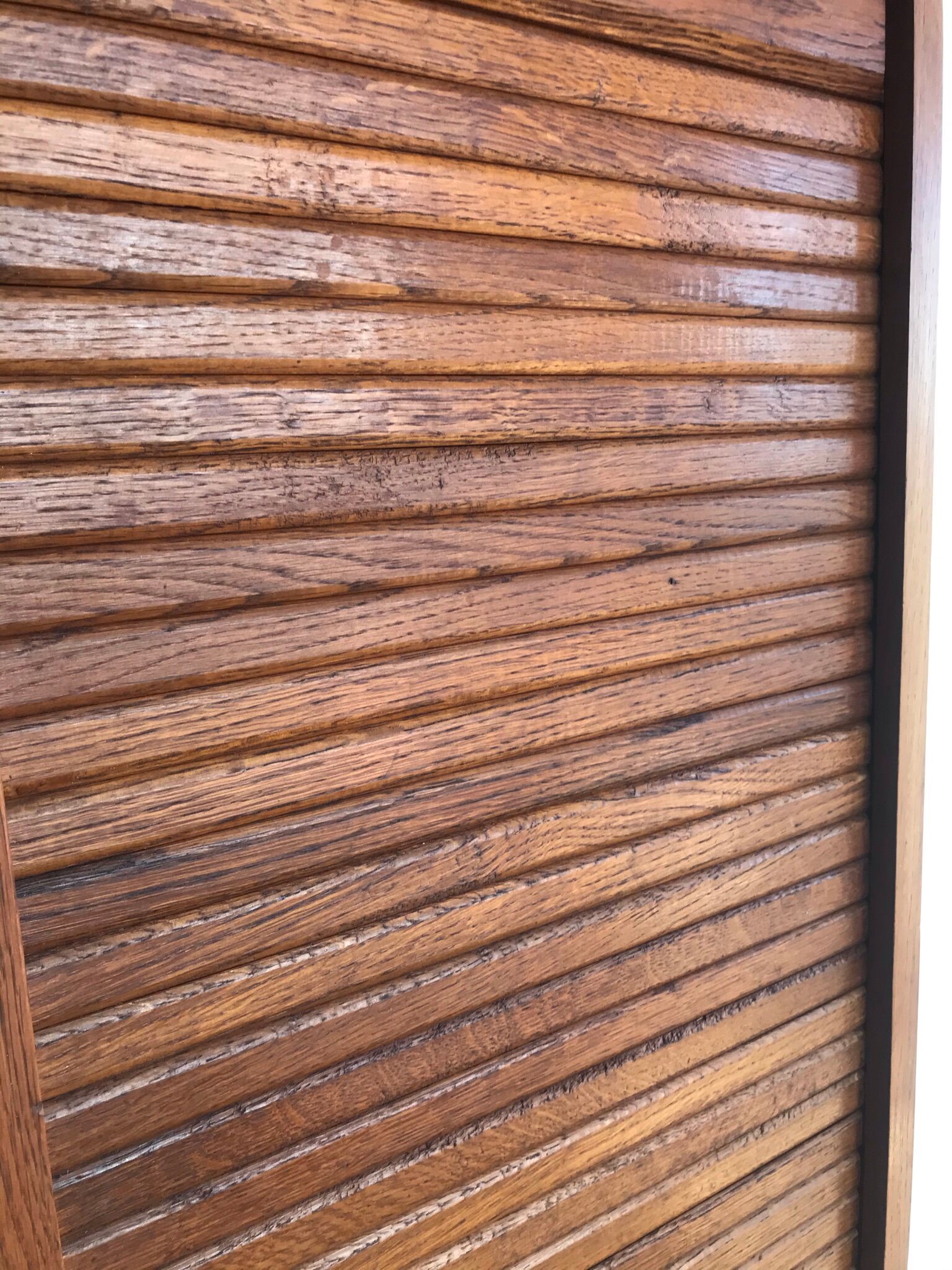 Vintage curtain binder in solid brown oak year 50