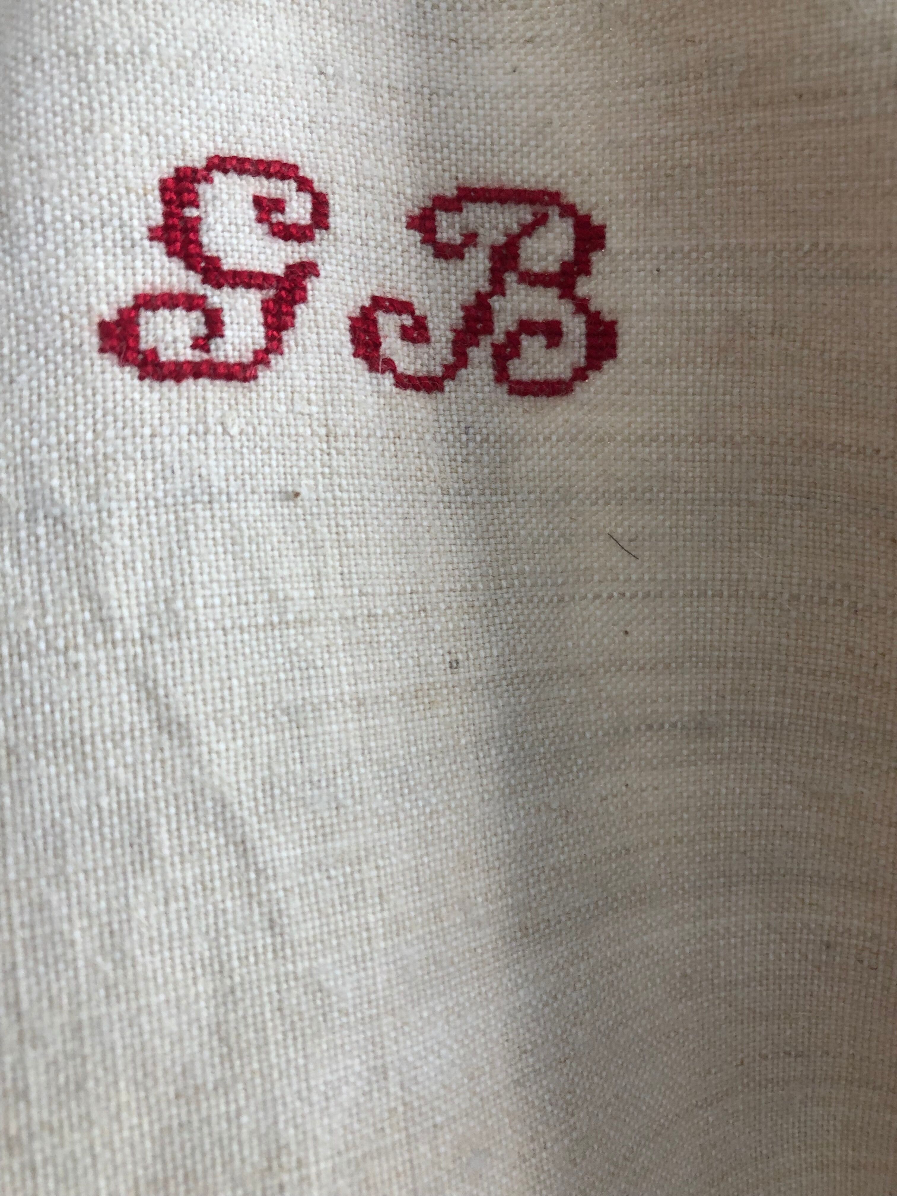 Pair of hemp tea towels, old linen