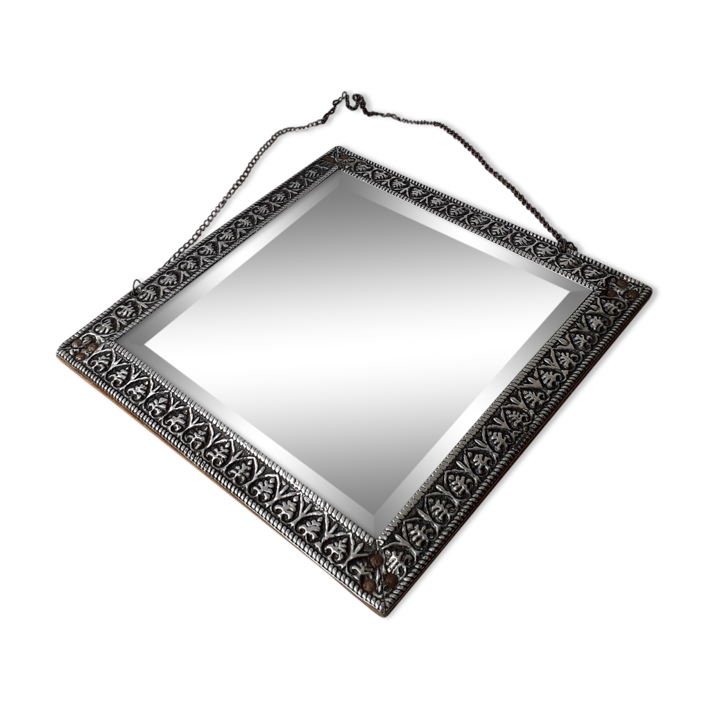 Square pewter mirror