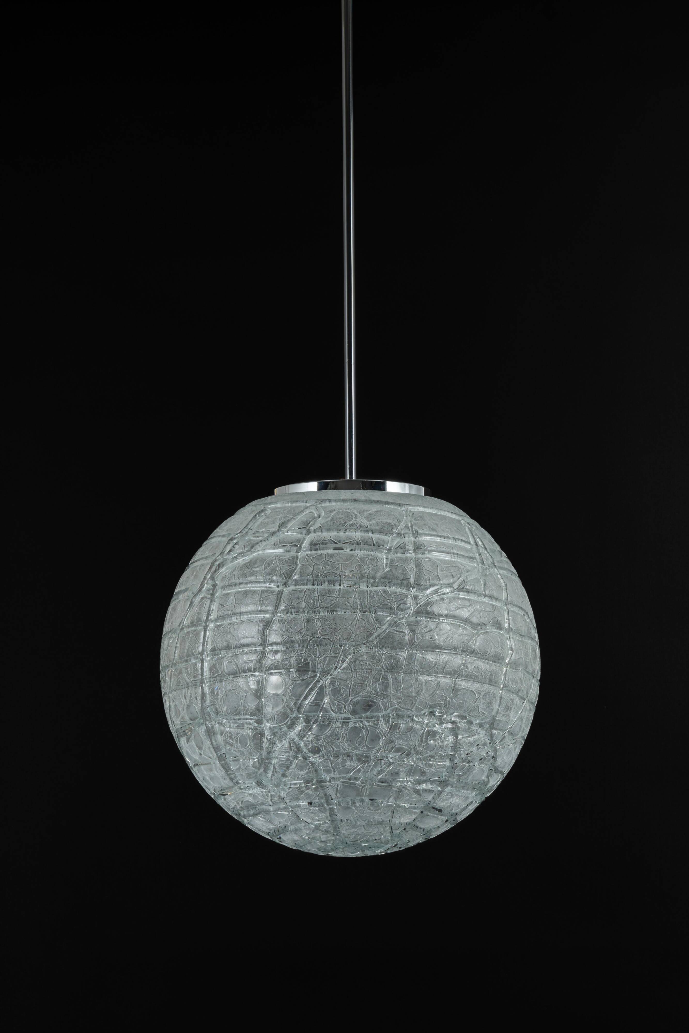 Large Murano ball pendant light by Doria, Germany, 1970s.