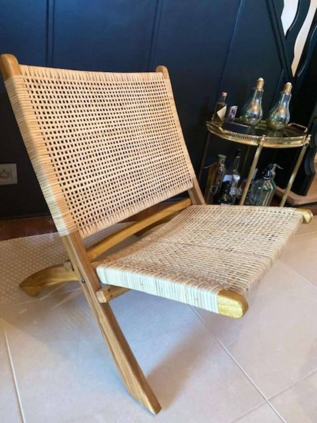 Siège / fauteuil / fauteuil pliant rétro en osier