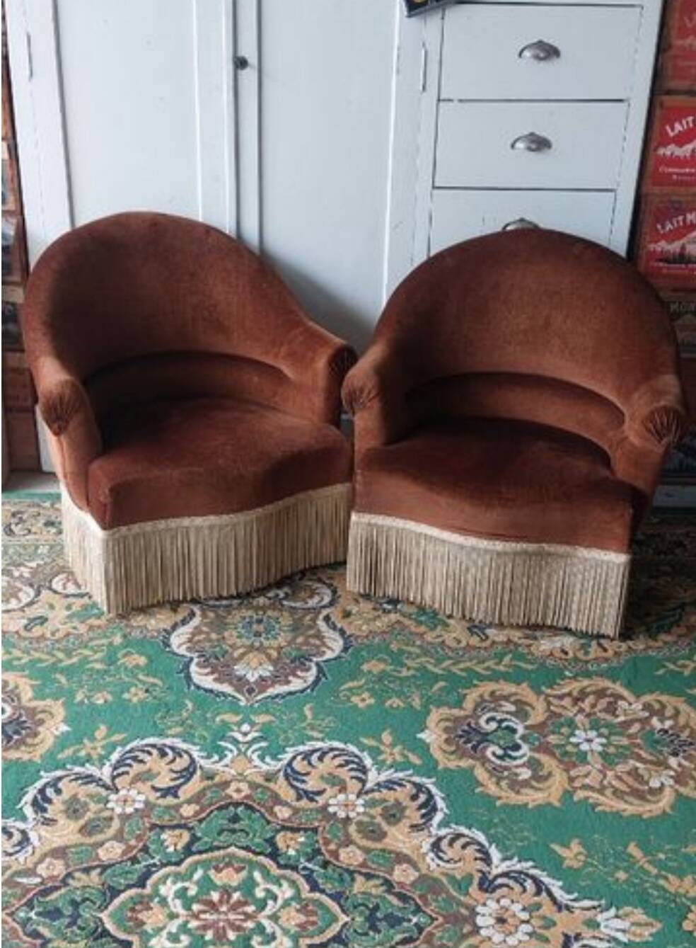 Paire de fauteuils crapaud