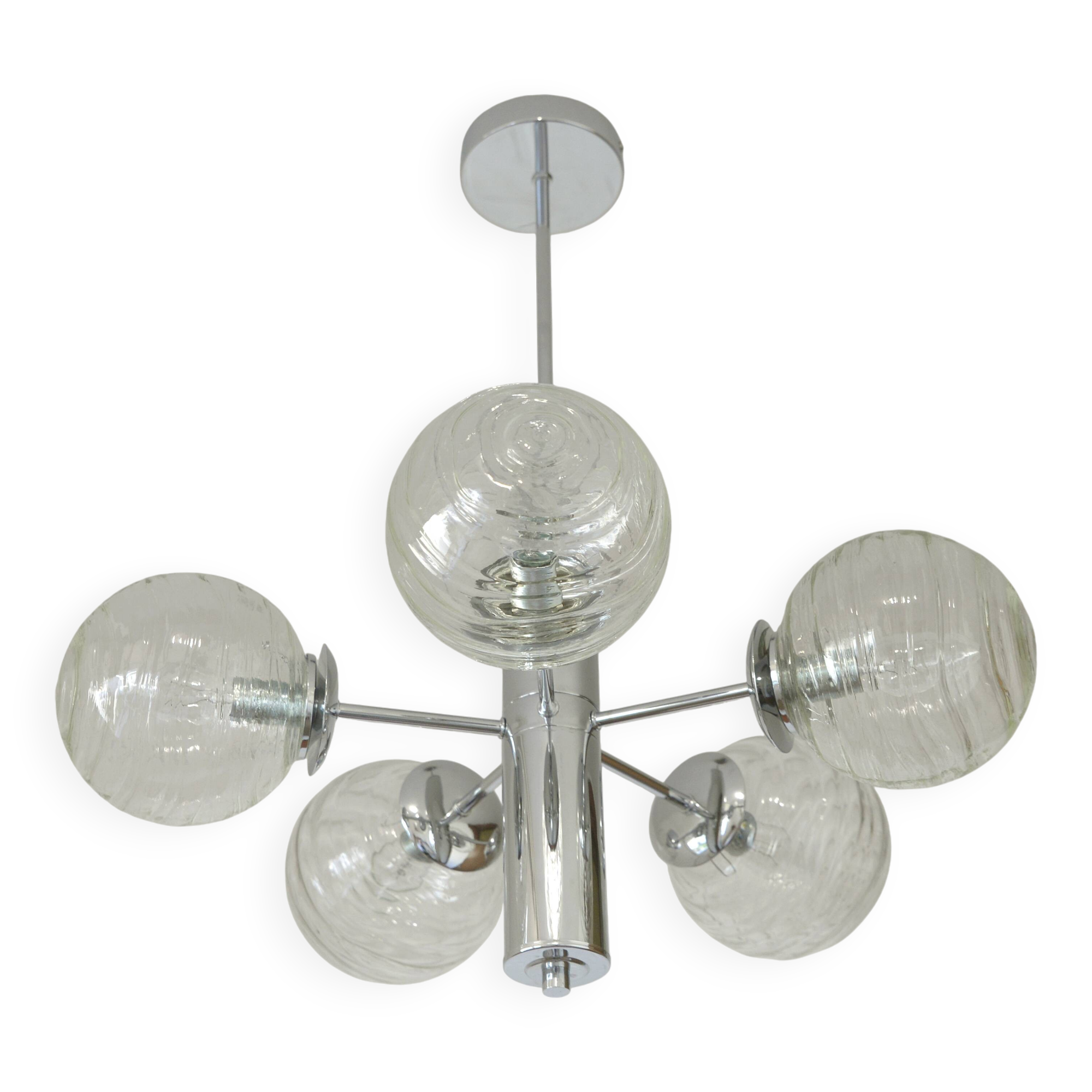 Vintage Pendant Light / Mid Century Modern Sputnik / Chrome Hanging Lamp