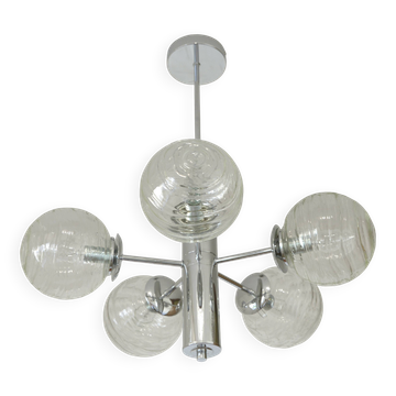 Vintage Pendant Light / Mid Century Modern Sputnik / Chrome Hanging Lamp