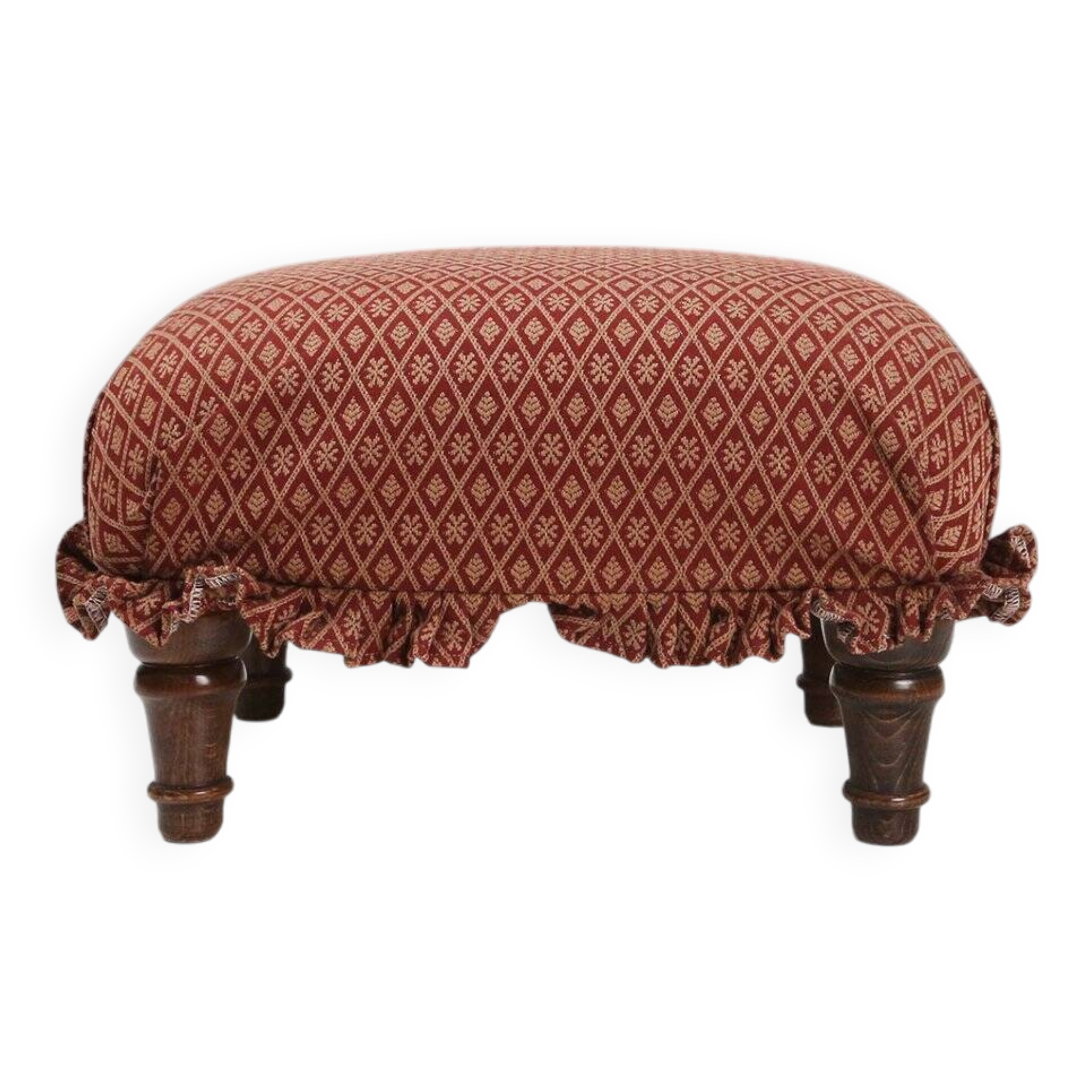 Small Art Deco Footstool with Original Upholstery, France, 1940s
