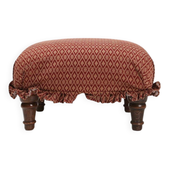 Small Art Deco Footstool with Original Upholstery, France, 1940s