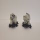 Pair of elephant paperweights, veined marble, 80s - France