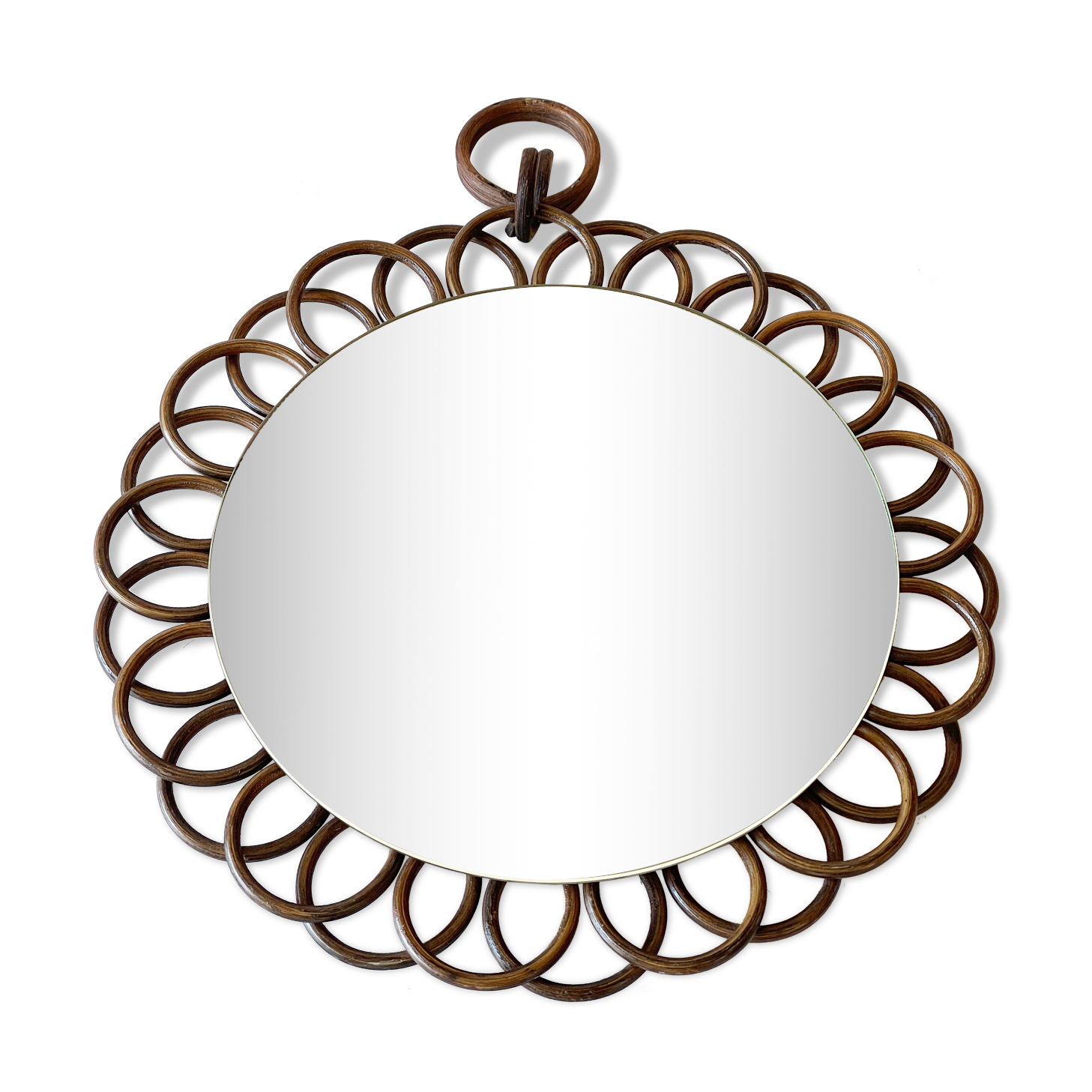 Vintage rattan sun mirror 32cm