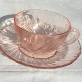6 cups/under cups pink glass "rosaline" Arcoroc France - vintage