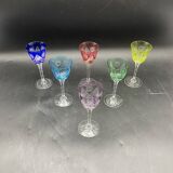 6 verres à porto en cristal de couleur