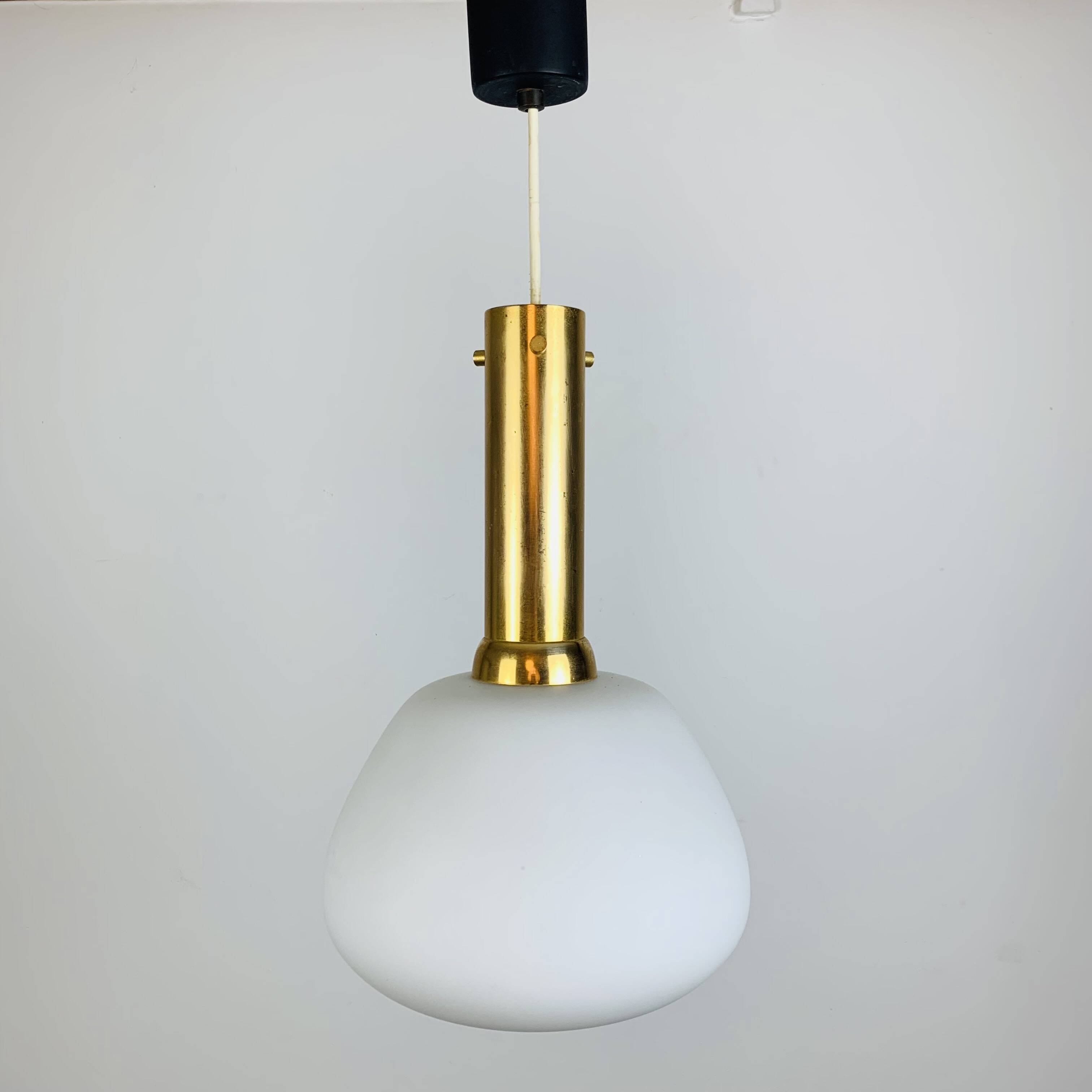Scandinavian opaline brass suspension from the 1960s.