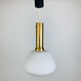 Scandinavian suspension lamp opaline brass 60s