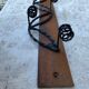 1950s metal and wood coat rack