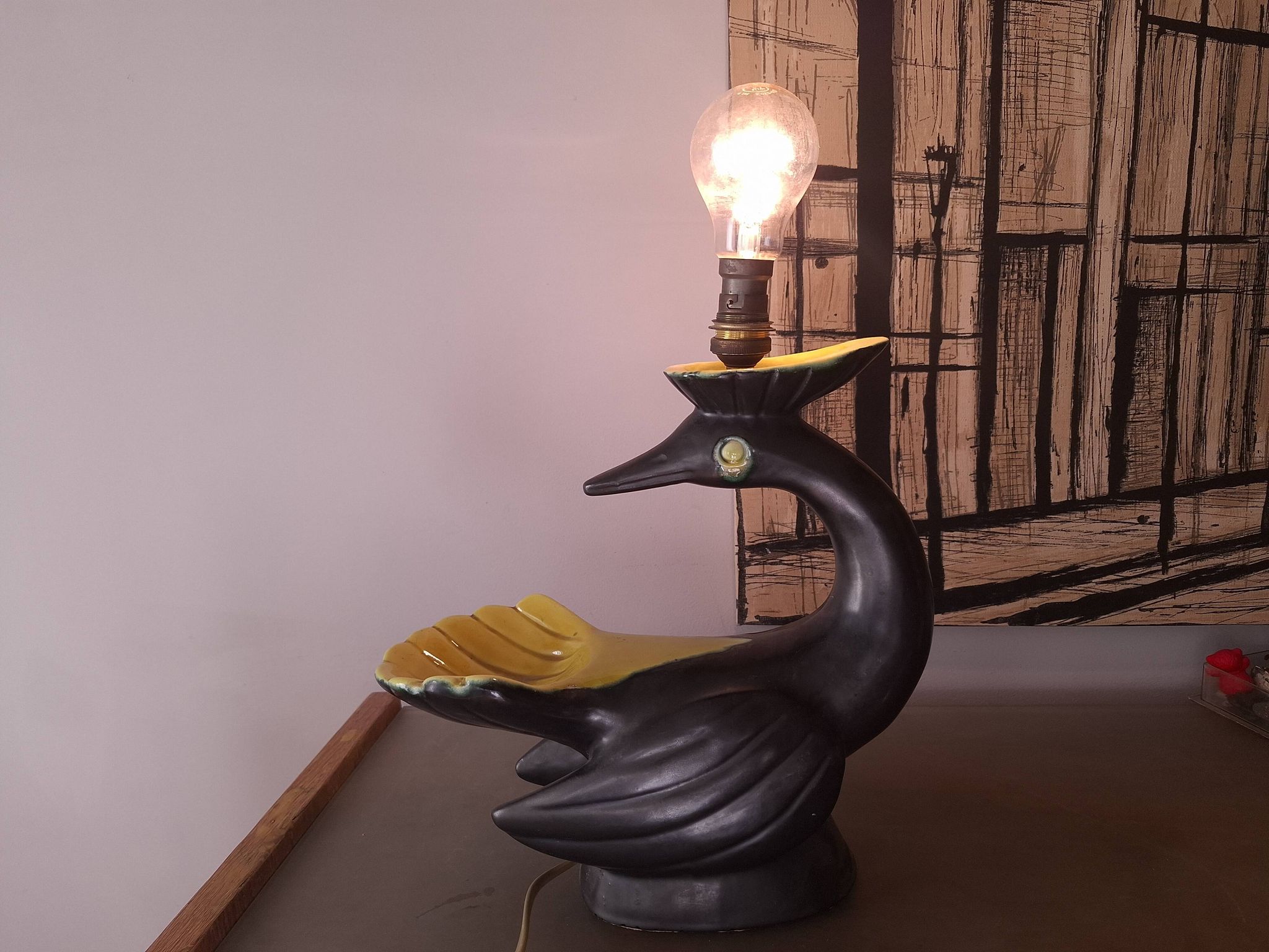 Pied de lampe en ceramique annees 50's
