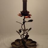 Wrought iron table lamp and gold leaf. France, 1950