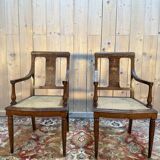 Pair of Art Deco armchairs with caning