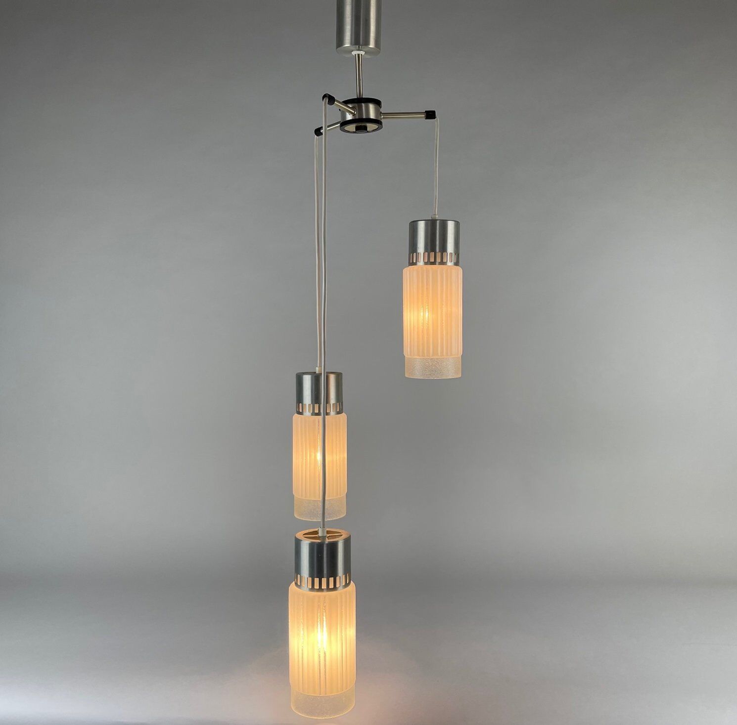 Mid Century Long Chandelier, Czechoslovakia, 1970's