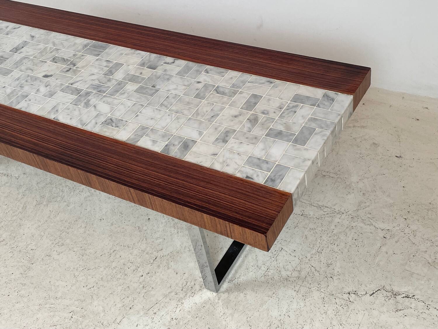 "SEM" coffee table in marble and rosewood 1970