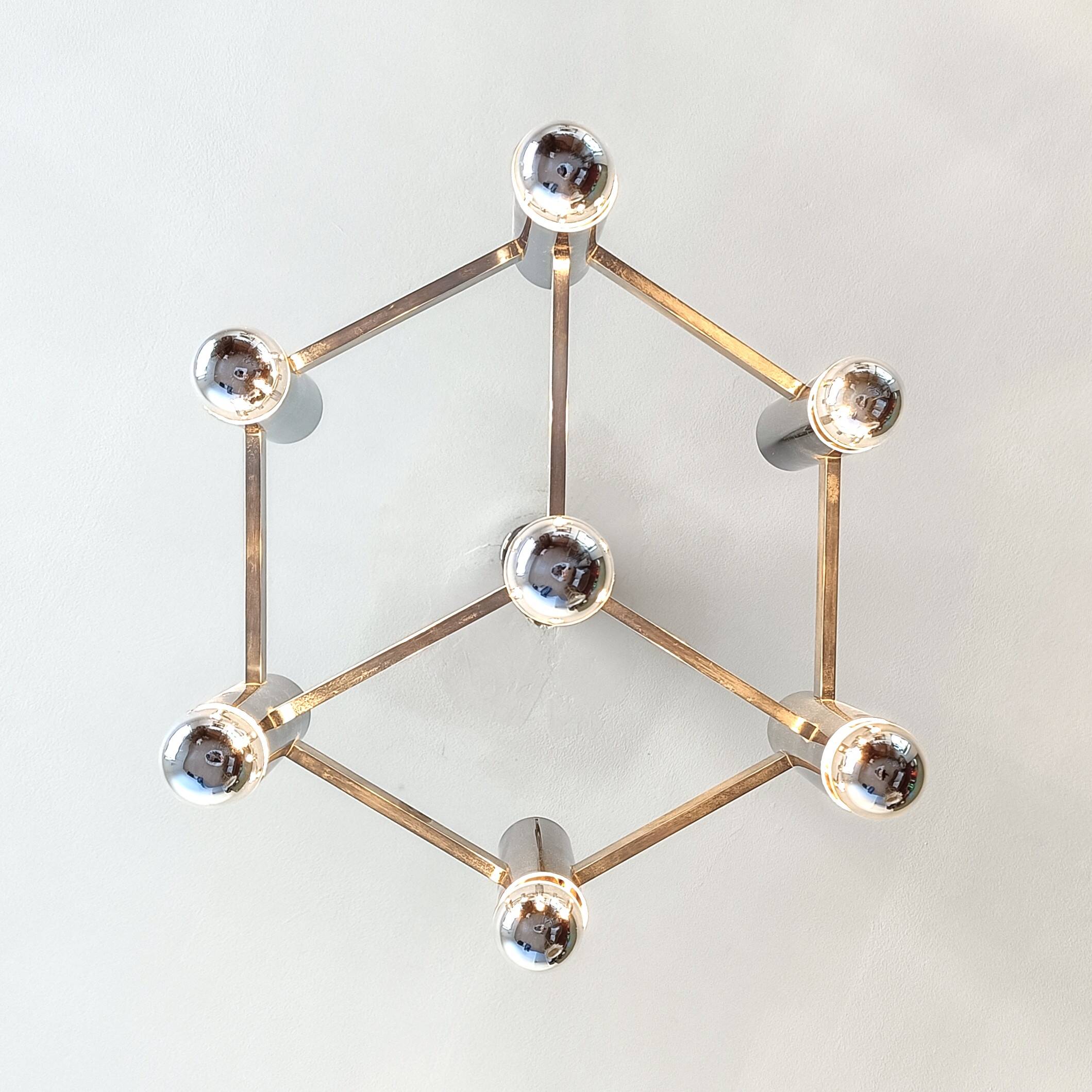 Vintage chandelier in chrome with 7 lightpoints by Sciolari