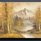 oil on canvas, river forest mountain