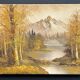 oil on canvas, river forest mountain