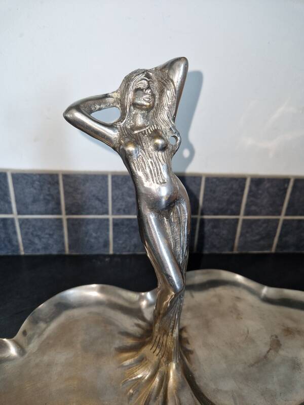Display stand, cup, pocket tray in silver-plated bronze - Art Nouveau period