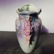 Vase K&G Luneville céramique décor fleurs vintage