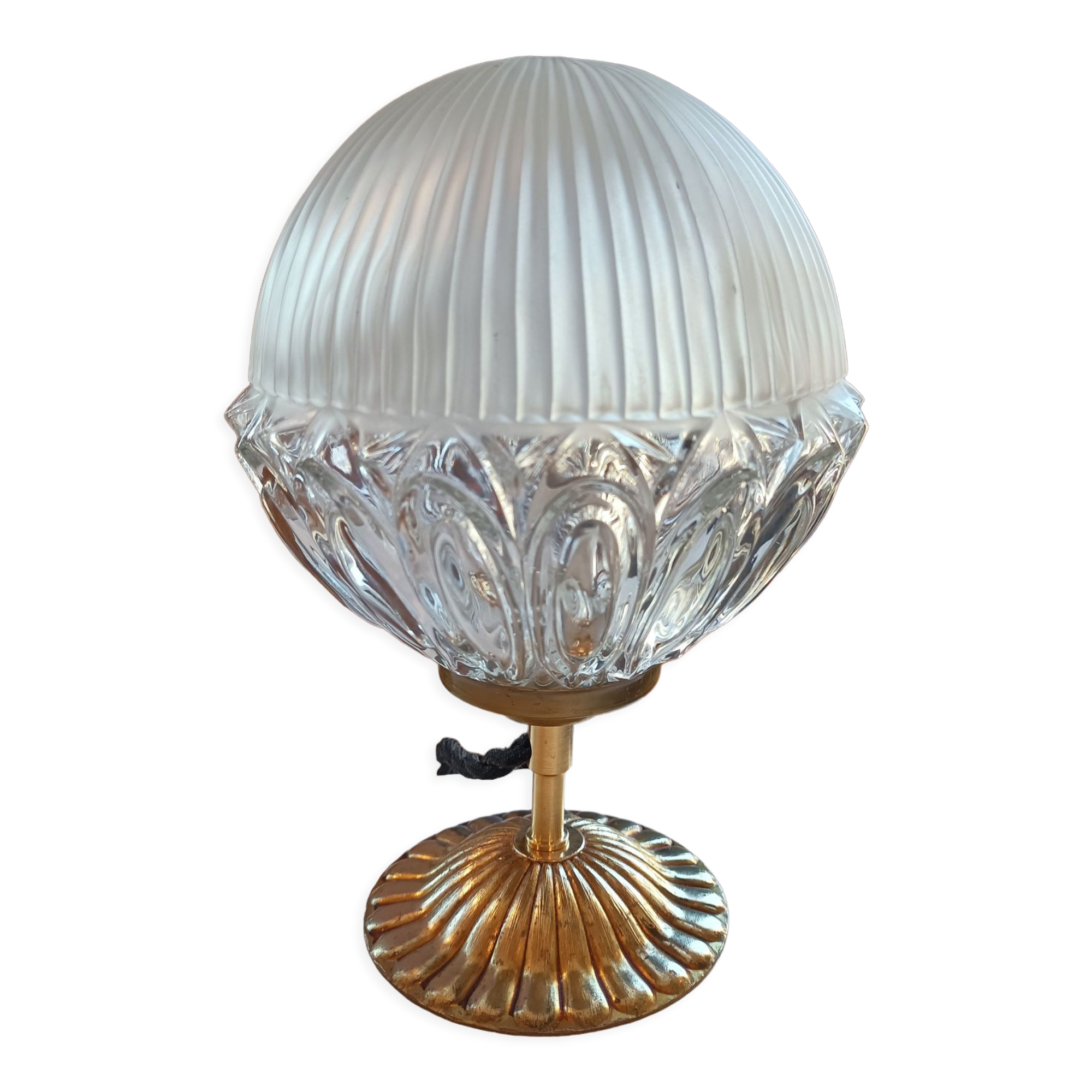 Vintage lamp on foot bronze antique globe