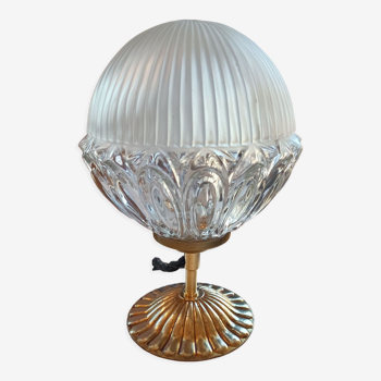 Lampe vintage sur pied bronze globe ancien