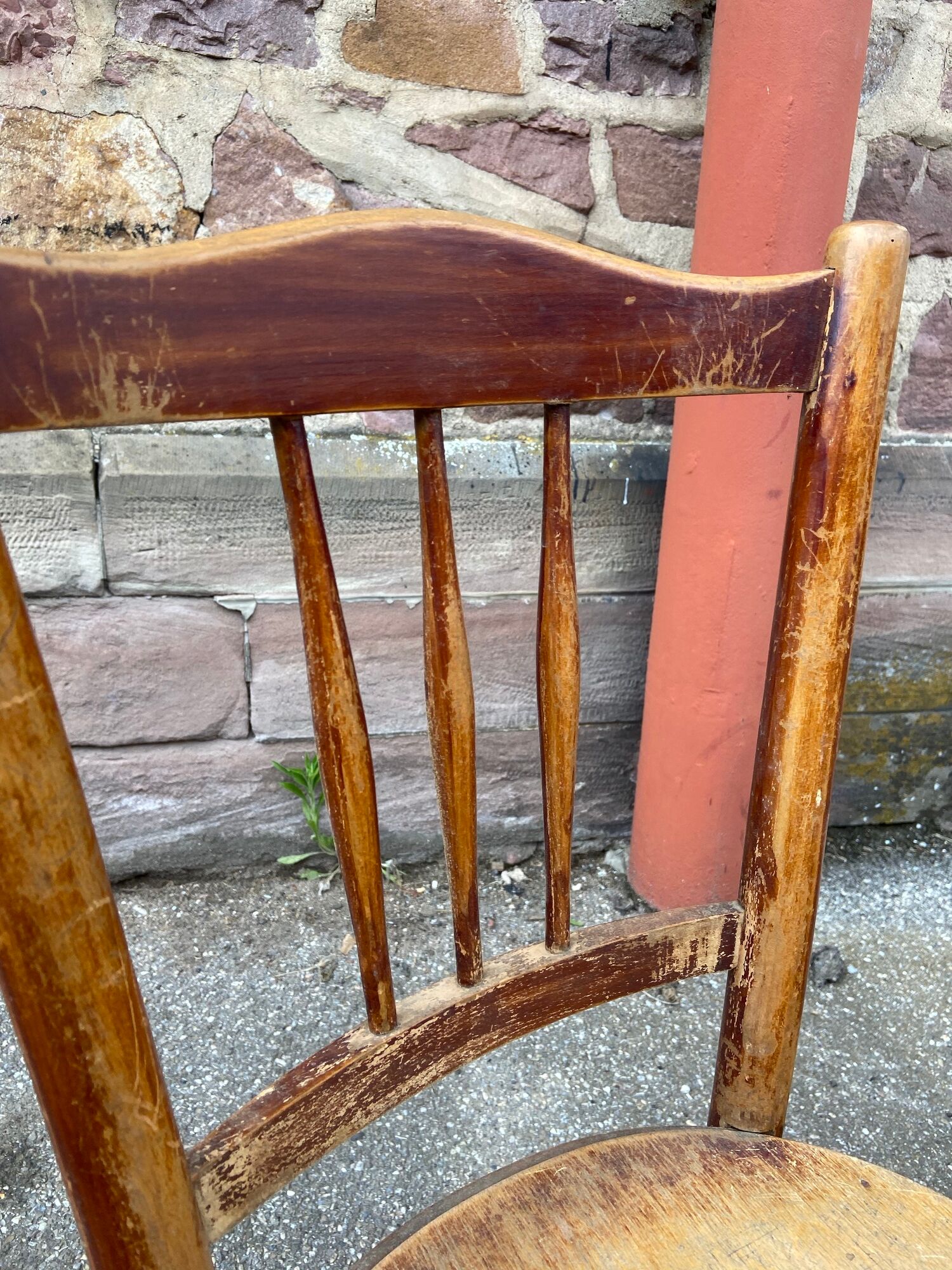 Lot of 6 chairs mismatched curved wood bistro