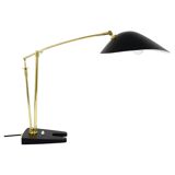 Articulated brass desk lamp in the style of Angelo Lelli, mid-century, Italy, 1950s.
