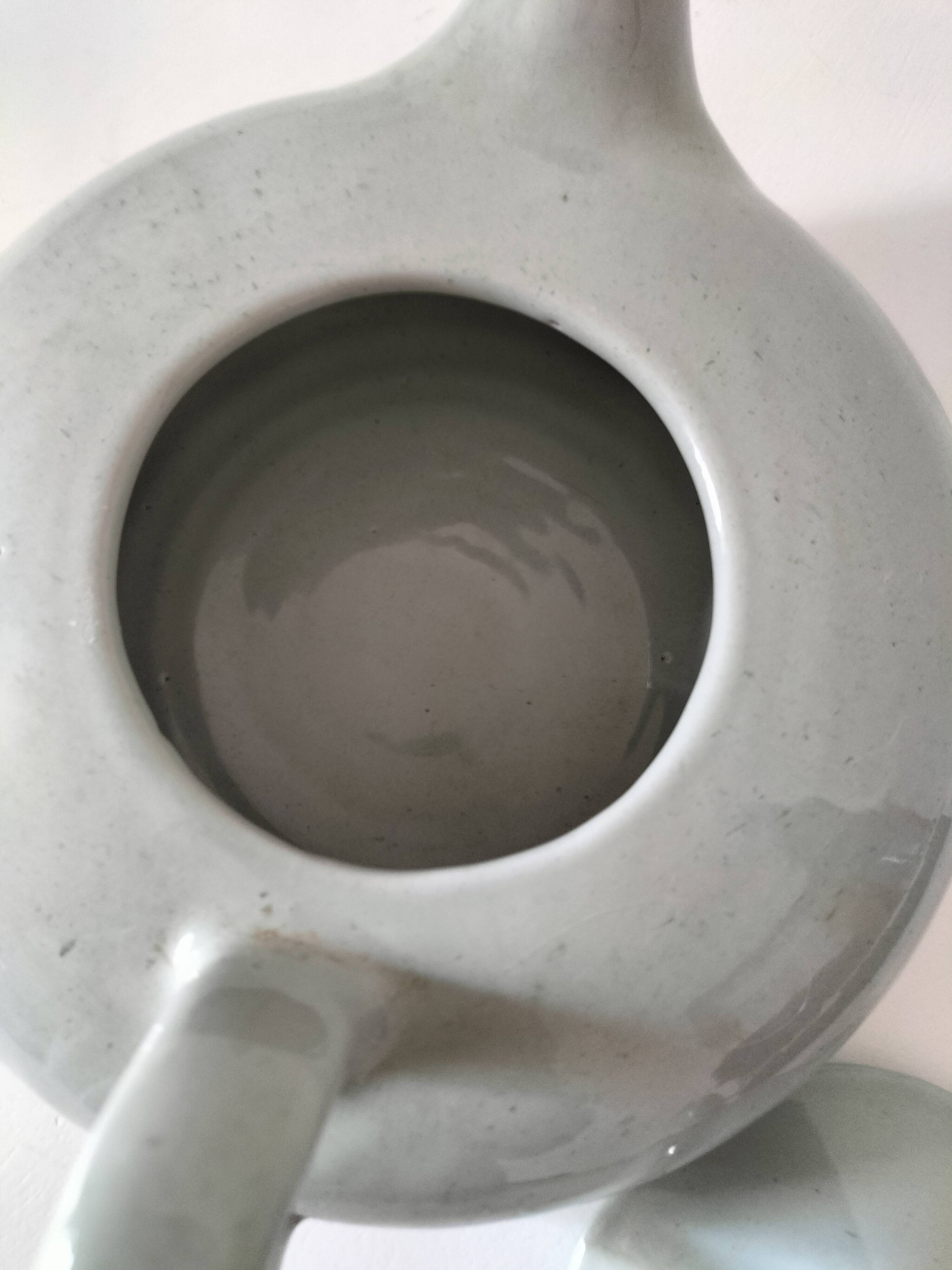 Celadon speckled glazed ceramic teapot